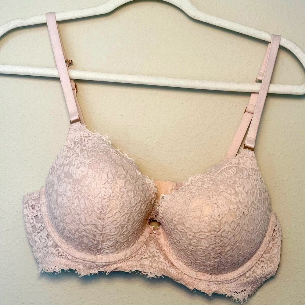 Aerie Pink Floral Lace Push-Up Bra, 36C